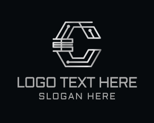 Cyber Cafe - Digital Tech Letter C logo design