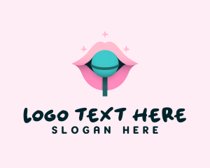 Seductive - Sweet Pastel Lips Lollipop logo design
