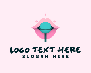 Sweet Pastel Lips Lollipop Logo