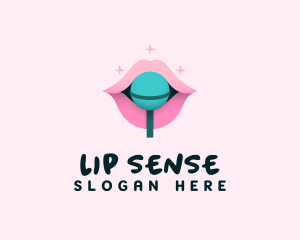 Sweet Pastel Lips Lollipop logo design