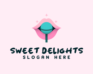 Lollipop - Sweet Pastel Lips Lollipop logo design