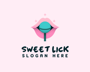 Sweet Pastel Lips Lollipop logo design