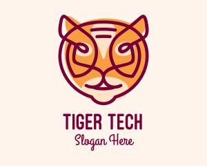 Linear Tiger Head logo design