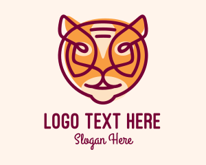 Cat - Linear Tiger Head logo design