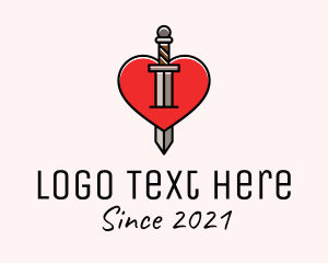 Tattoo - Warrior Heart Sword logo design