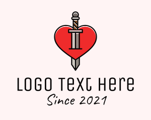 Valentines - Warrior Heart Sword logo design