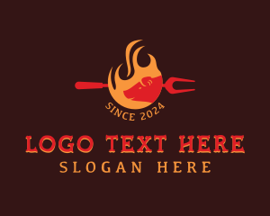 Bbq - Pork Barbecue Flame logo design