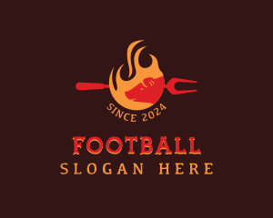 Pork Barbecue Flame Logo