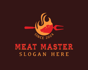 Pork Barbecue Flame logo design