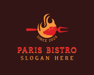 Pork Barbecue Flame logo design