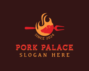 Pork - Pork Barbecue Flame logo design