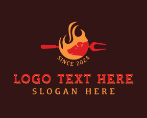 Pork Barbecue Flame Logo