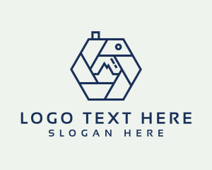 Photography Studio - Hexagon Camera Shutter logo design