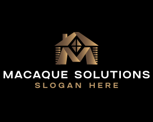 House Roofing Construction Letter M logo design