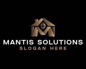 House Roofing Construction Letter M logo design