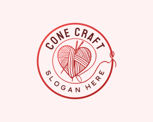 Sewing Yarn Heart  logo design