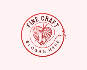 Sewing Yarn Heart  logo design