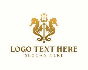 Aquatic - Aquatic Seahorse Trident logo design