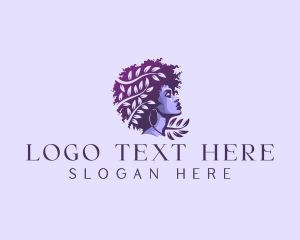 Hairdresser - Woman Leaf Afro logo design