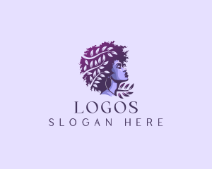 Woman Leaf Afro Logo