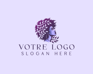Woman Leaf Afro Logo