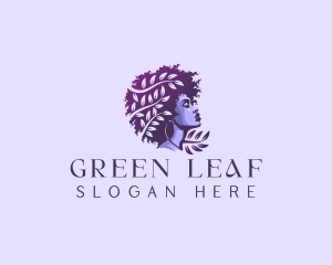 Woman Leaf Afro logo design