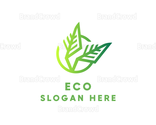 Geometric Green Leaves Logo