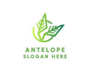 Geometric Green Leaves Logo