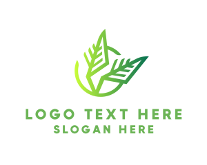 Geometric - Geometric Green Leaves logo design