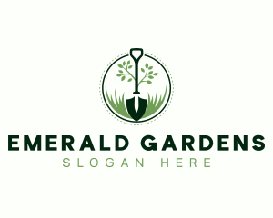 Gardening Shovel Grass logo design