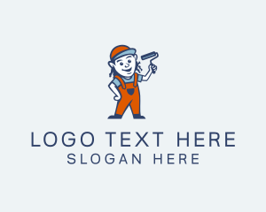 Cartoon - Paint Roller Guy logo design