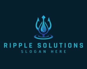 Ripple - Spear Trident Water logo design