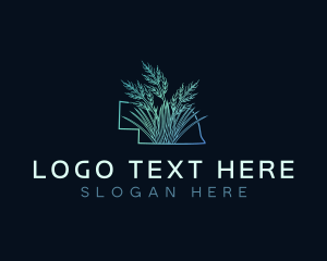 Map - Nebraska Grass Plant logo design