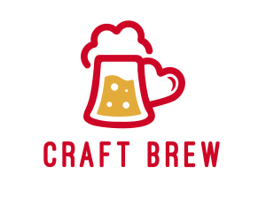 Brewer - Beer Drink Love Heart logo design