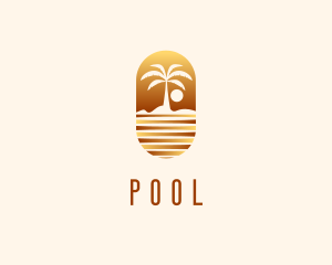 Resort - Sunset Palm Island logo design