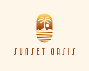 Sunset Palm Island logo design