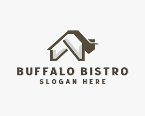 House Bison Buffalo Animal logo design