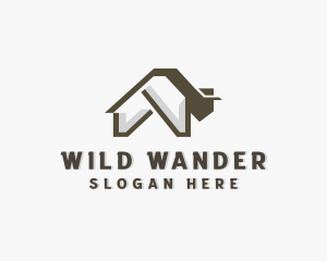 House Bison Buffalo Animal logo design