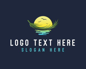 Sunset Floating Palm Leaf Logo