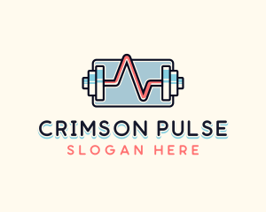 Gym Barbell Pulse Fitness logo design