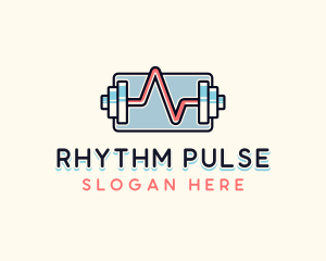 Gym Barbell Pulse Fitness logo design