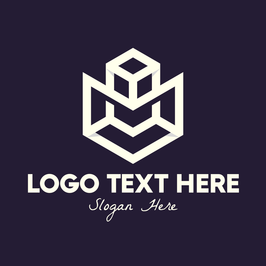 White Geometric Cube Logo BrandCrowd Logo Maker 