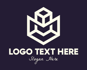 White - White Geometric Cube logo design