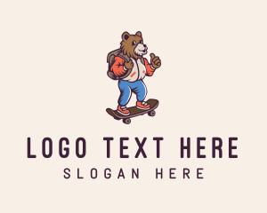 Brown Bear - Skater Bear Cartoon logo design