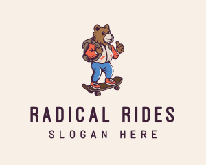 Skateboarder - Skater Bear Cartoon logo design