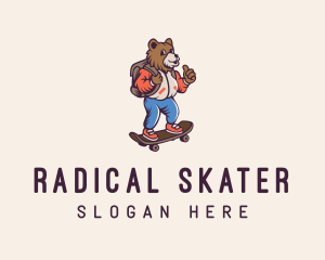 Skater - Skater Bear Cartoon logo design