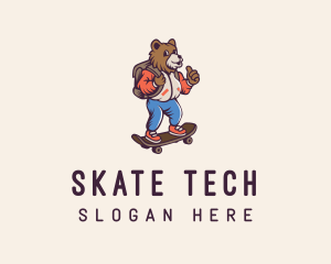 Skater Bear Cartoon logo design