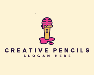 Creative Podcast Microphone logo design