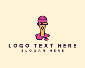 Ice Cream - Creative Podcast Microphone logo design