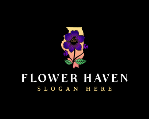 Illinois Violet Flower logo design